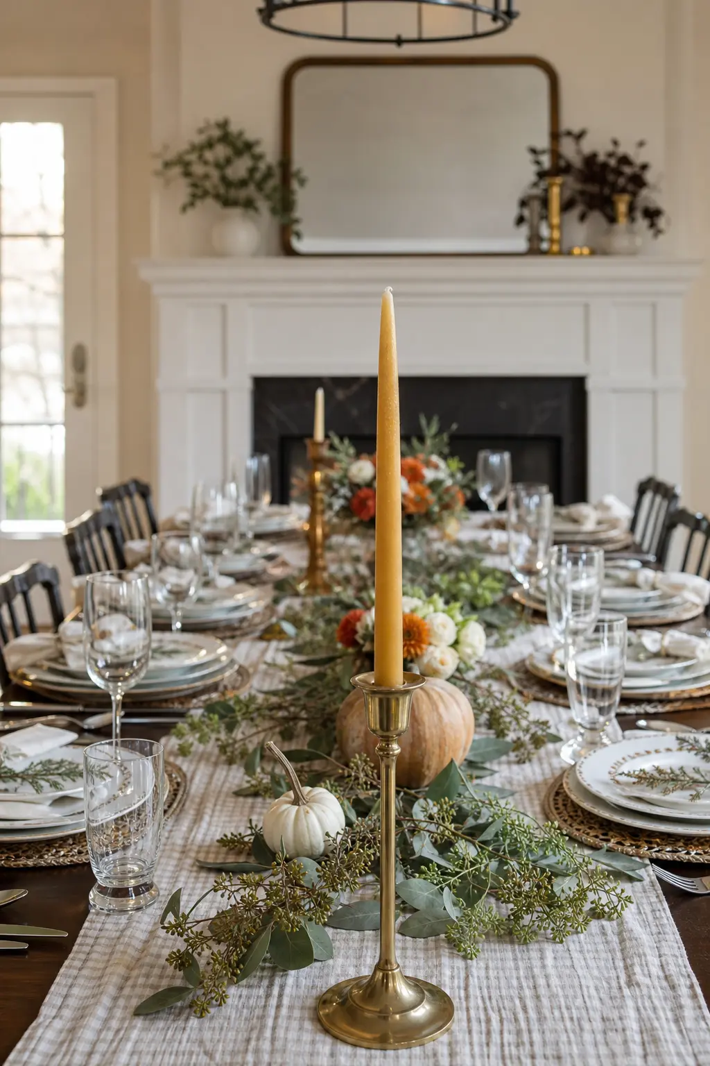 Beeswax Taper at the Head of the Table