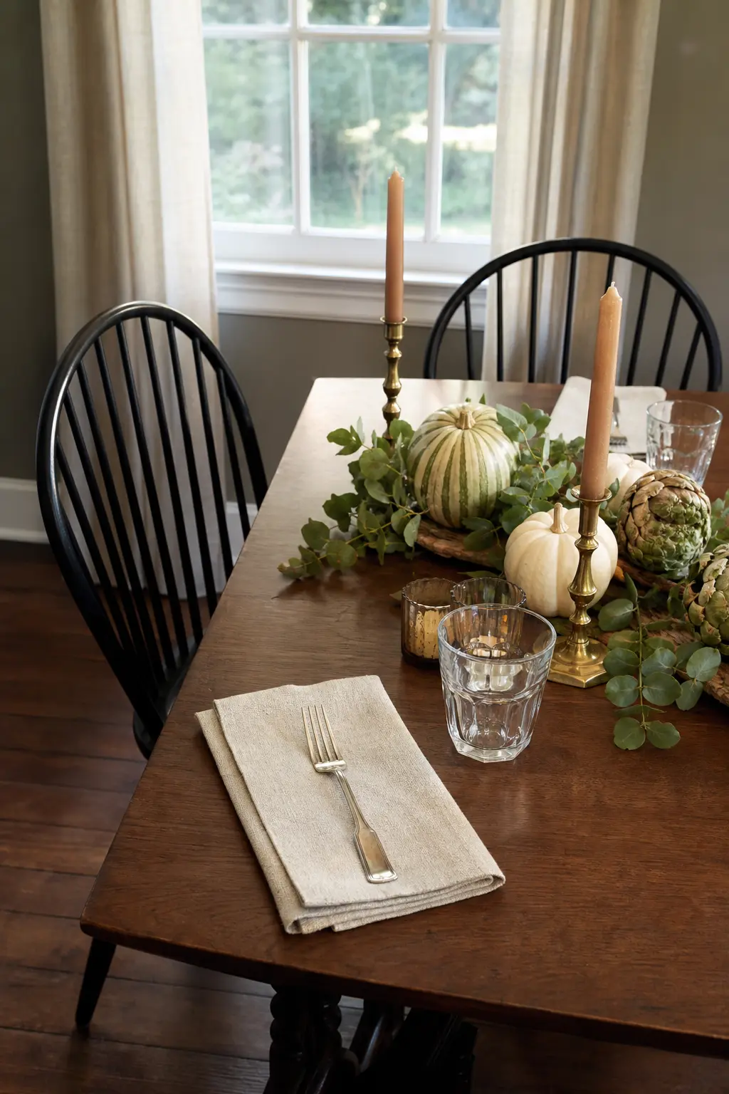 Linen Napkin Folded Flat Under the Fork