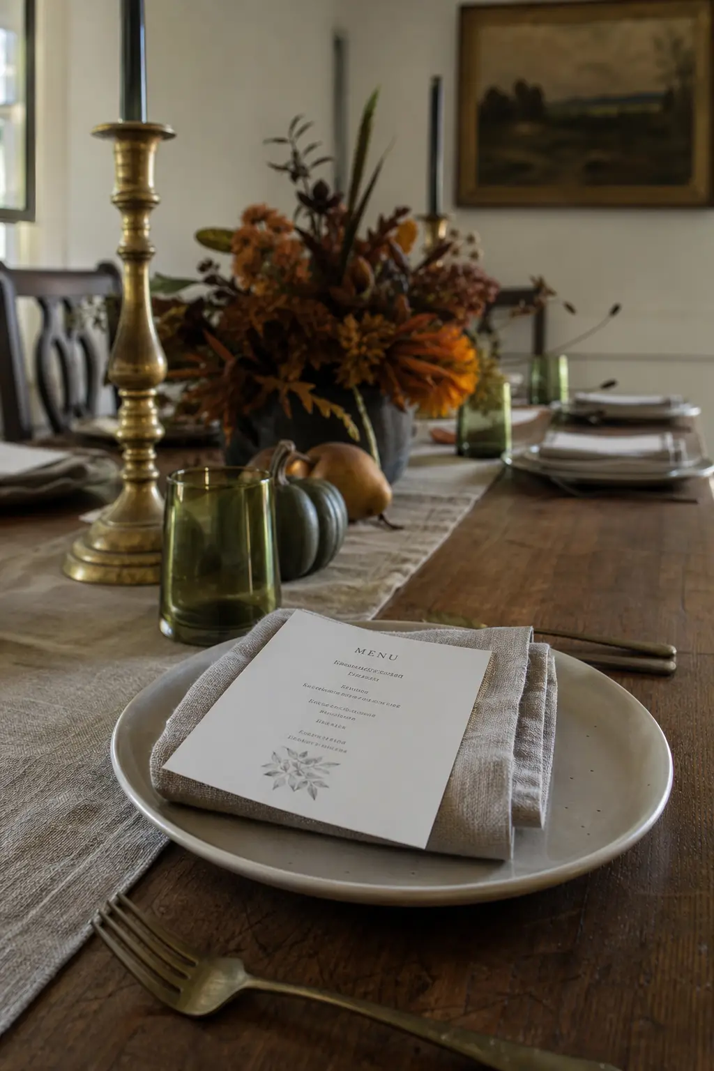 Menu Card Laid on Top of the Napkin