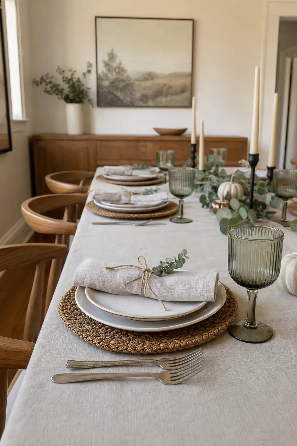 Napkin Tied with Twine and a Sprig