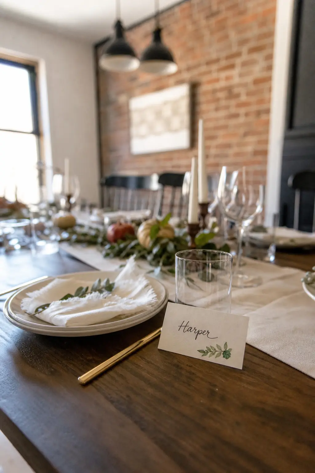 Place Card Leaned Against the Glass