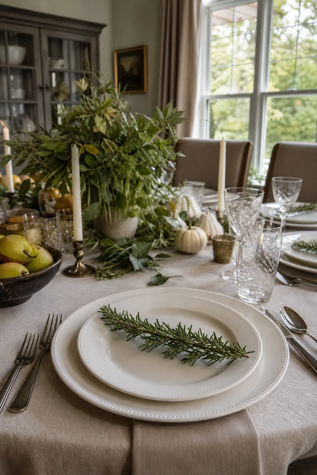 Sprig of Rosemary Across the Plate