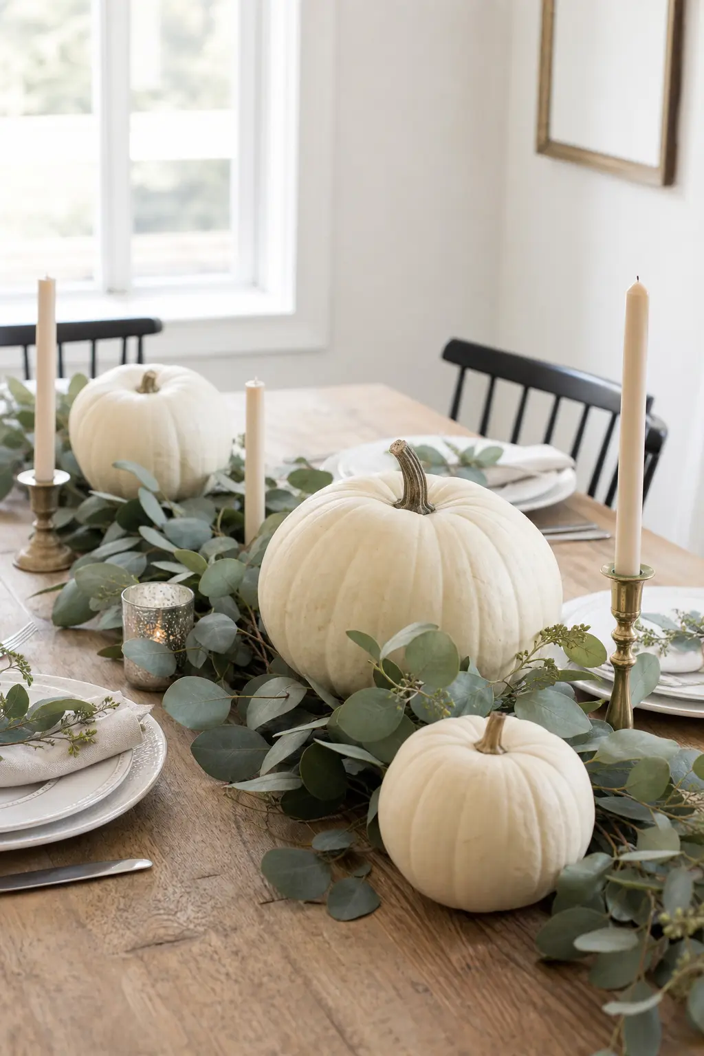 White Pumpkins and Eucalyptus