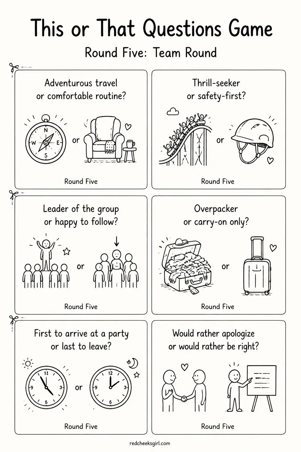 Round Five: Team Round Cards A printable