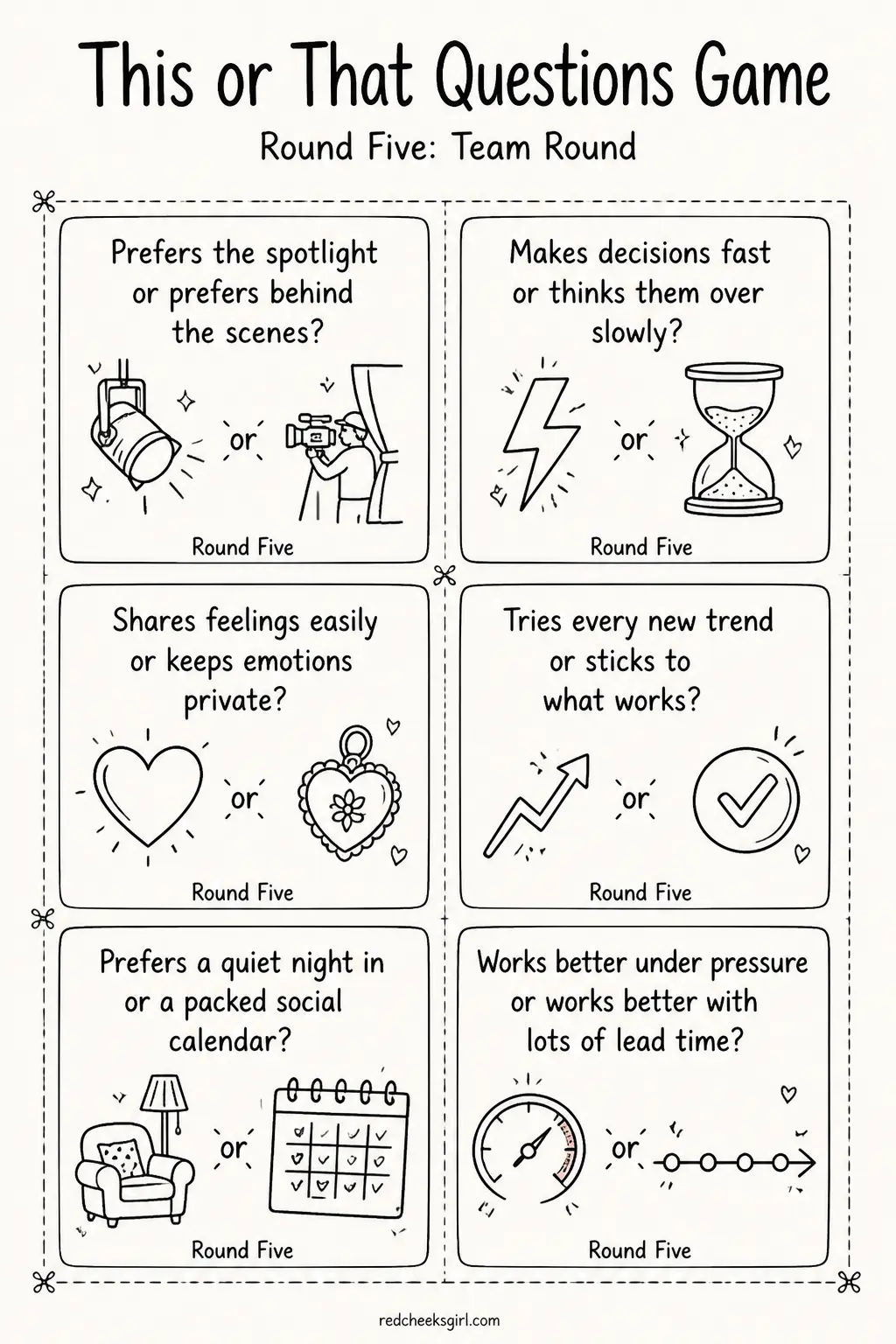 Round Five: Team Round Cards B printable