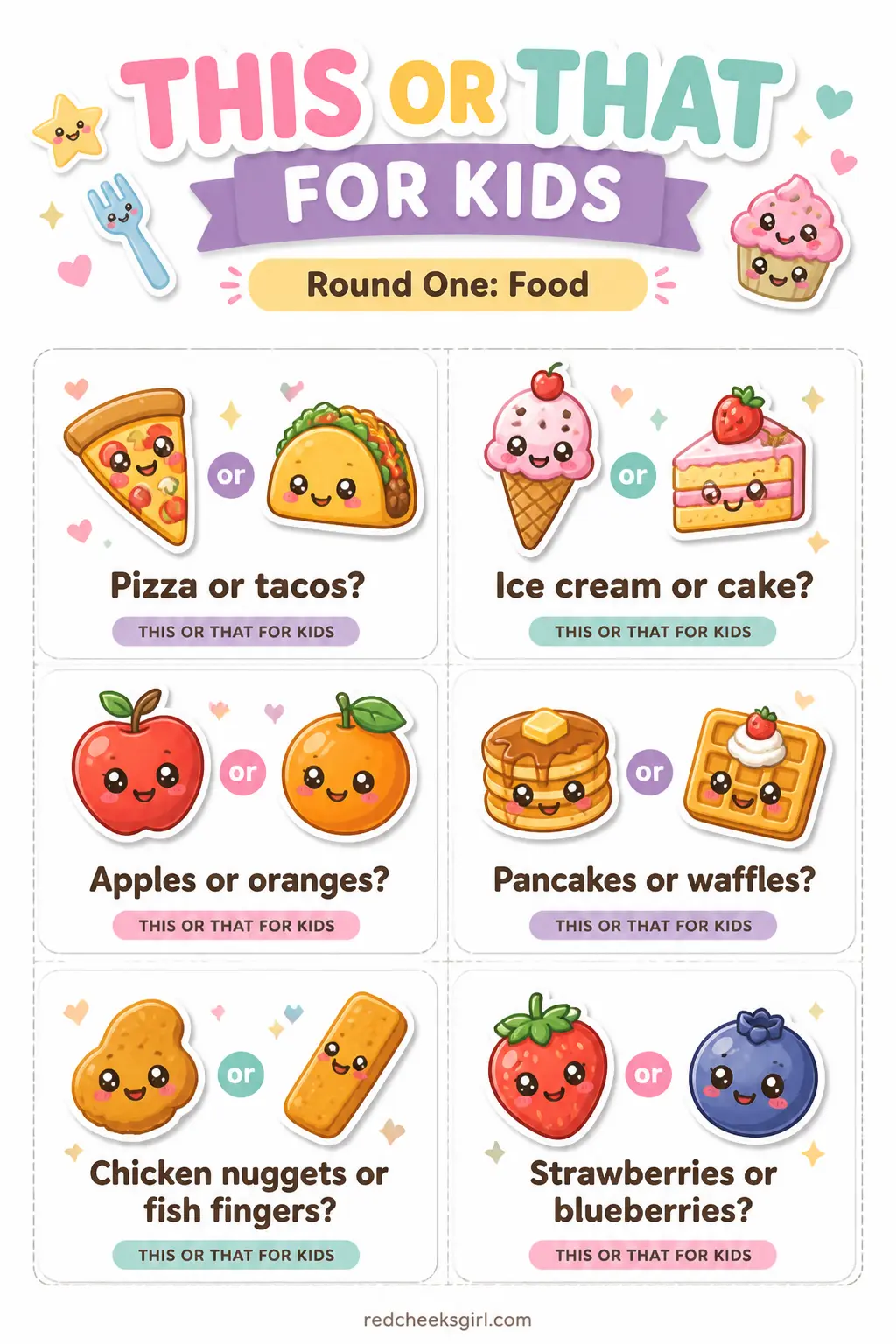 Round One: Food Cards printable