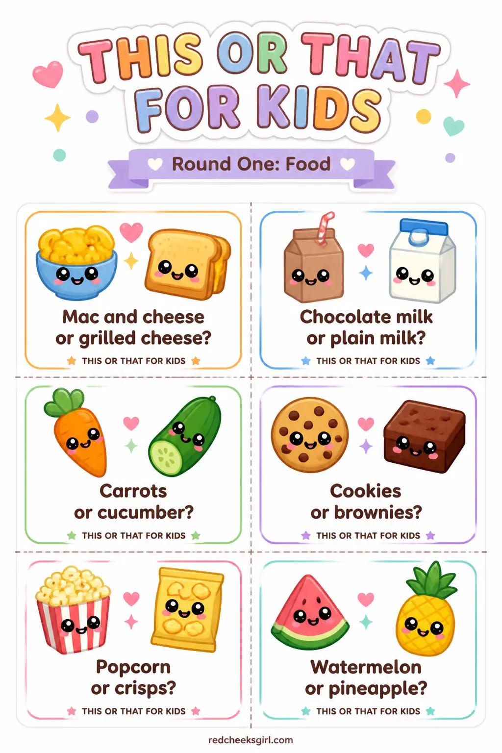 Round One: Food Cards printable