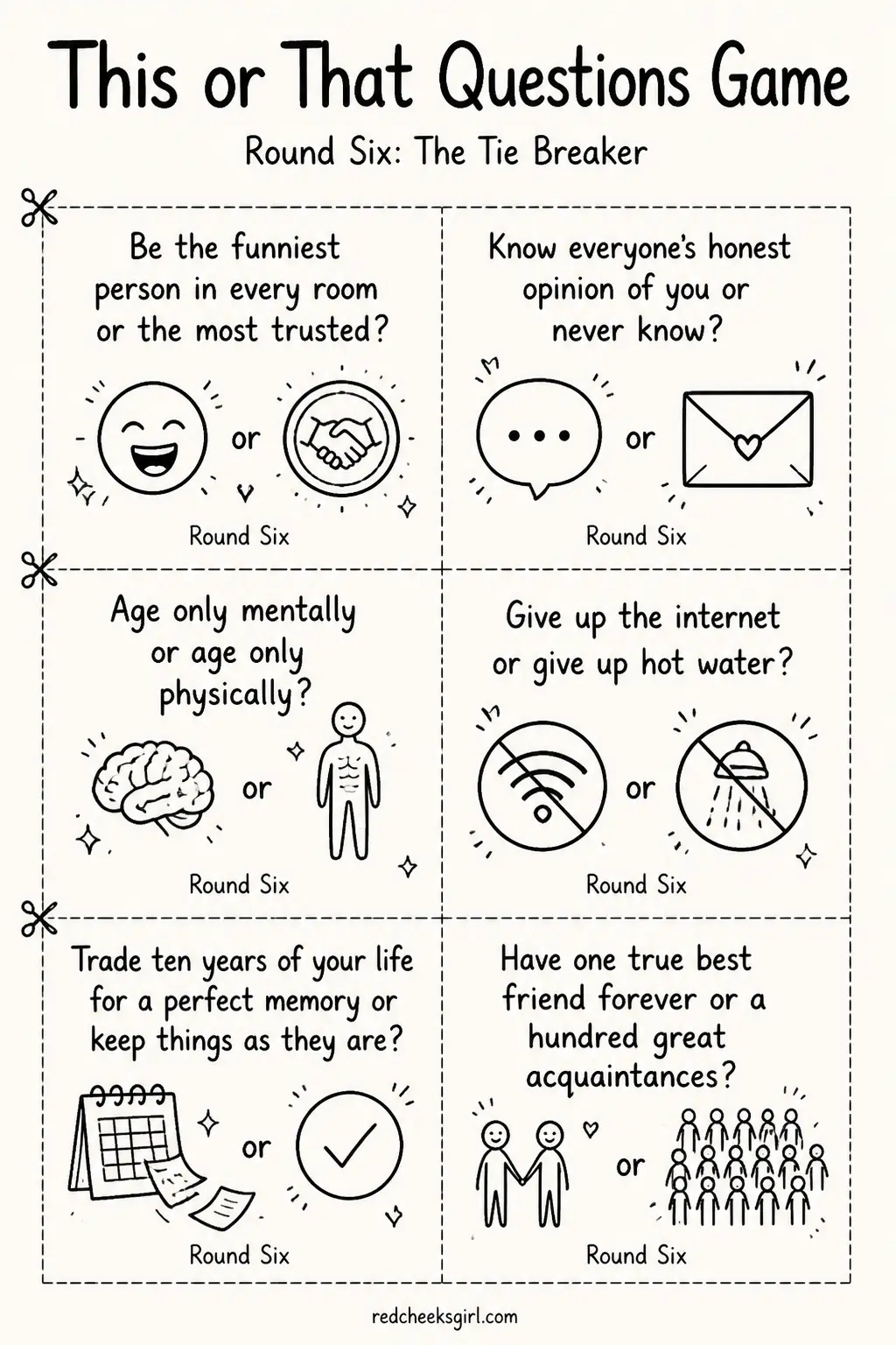 Round Six: The Tie Breaker Cards B printable