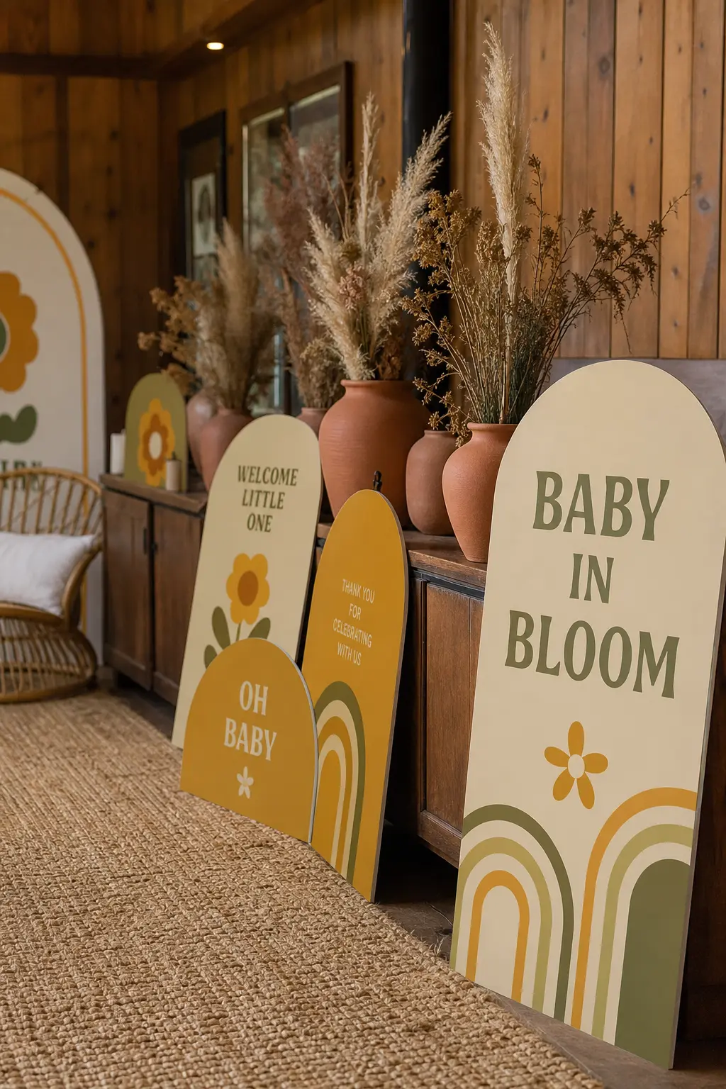 1970s Mustard and Avocado Rounded Signage