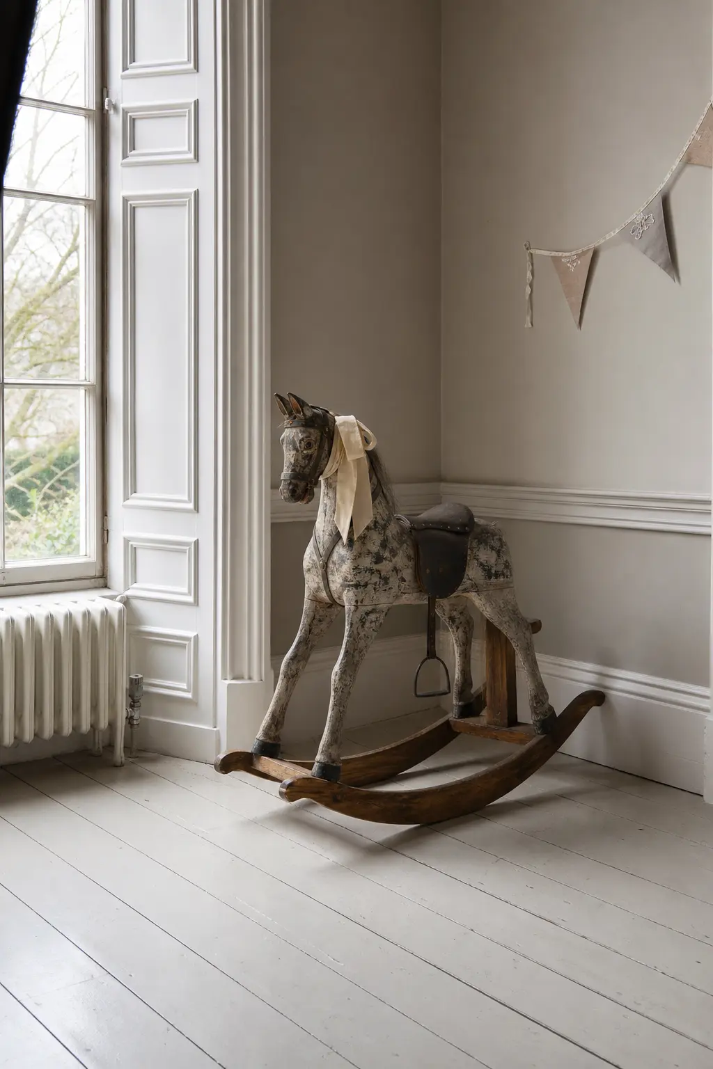 Vintage Rocking Horse or Crib as the Room's One Large Prop