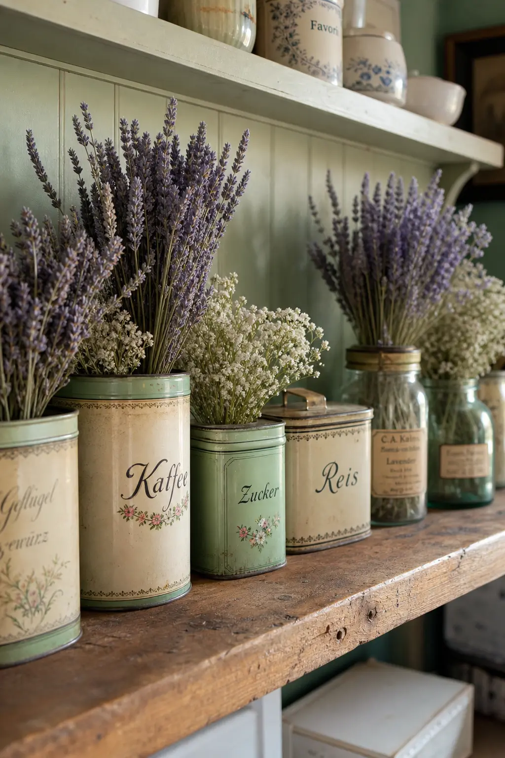 Vintage Tins and Jars as Display Vessels