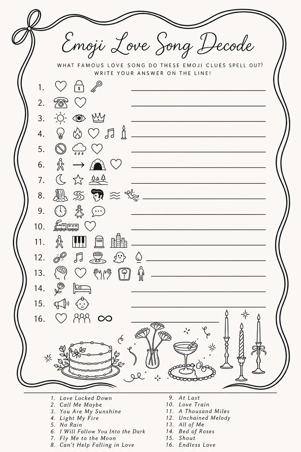 Emoji Love Song Decode printable