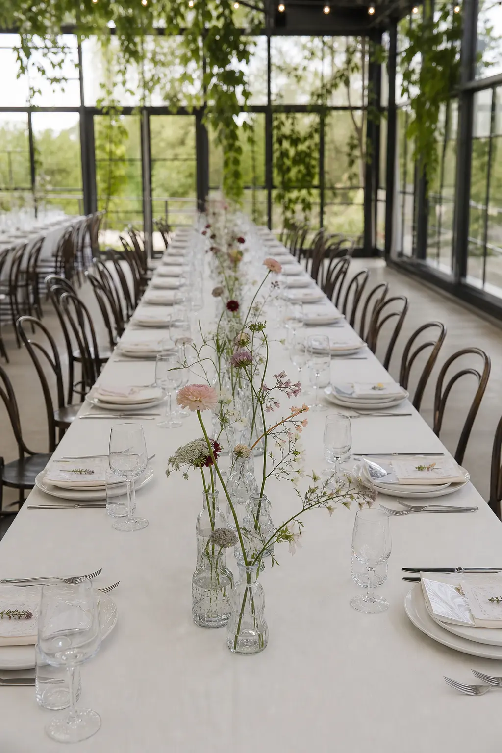 Bud Vases Chained in a Continuous Line