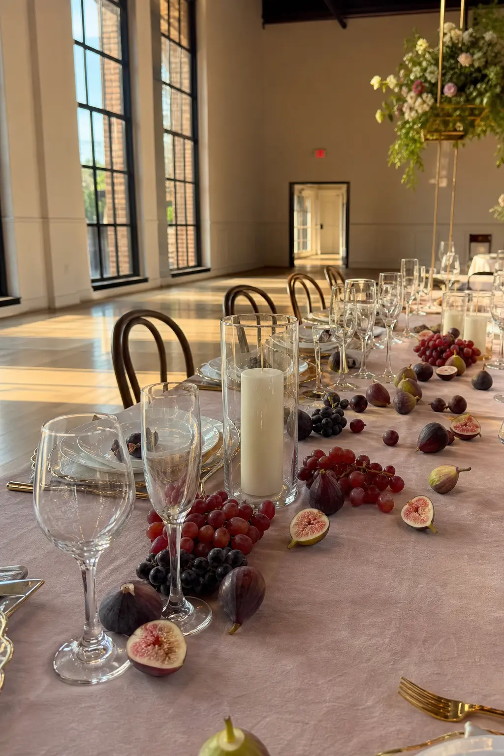Fresh Figs and Grapes Scattered Loose