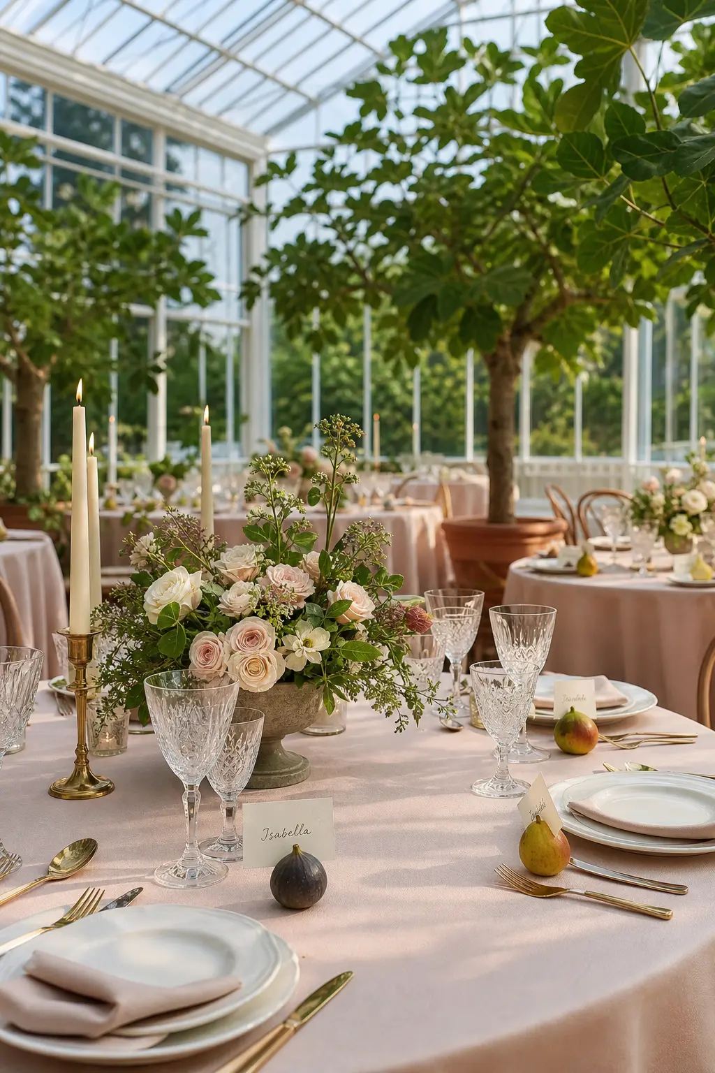 Place Cards Propped Against Small Fruit
