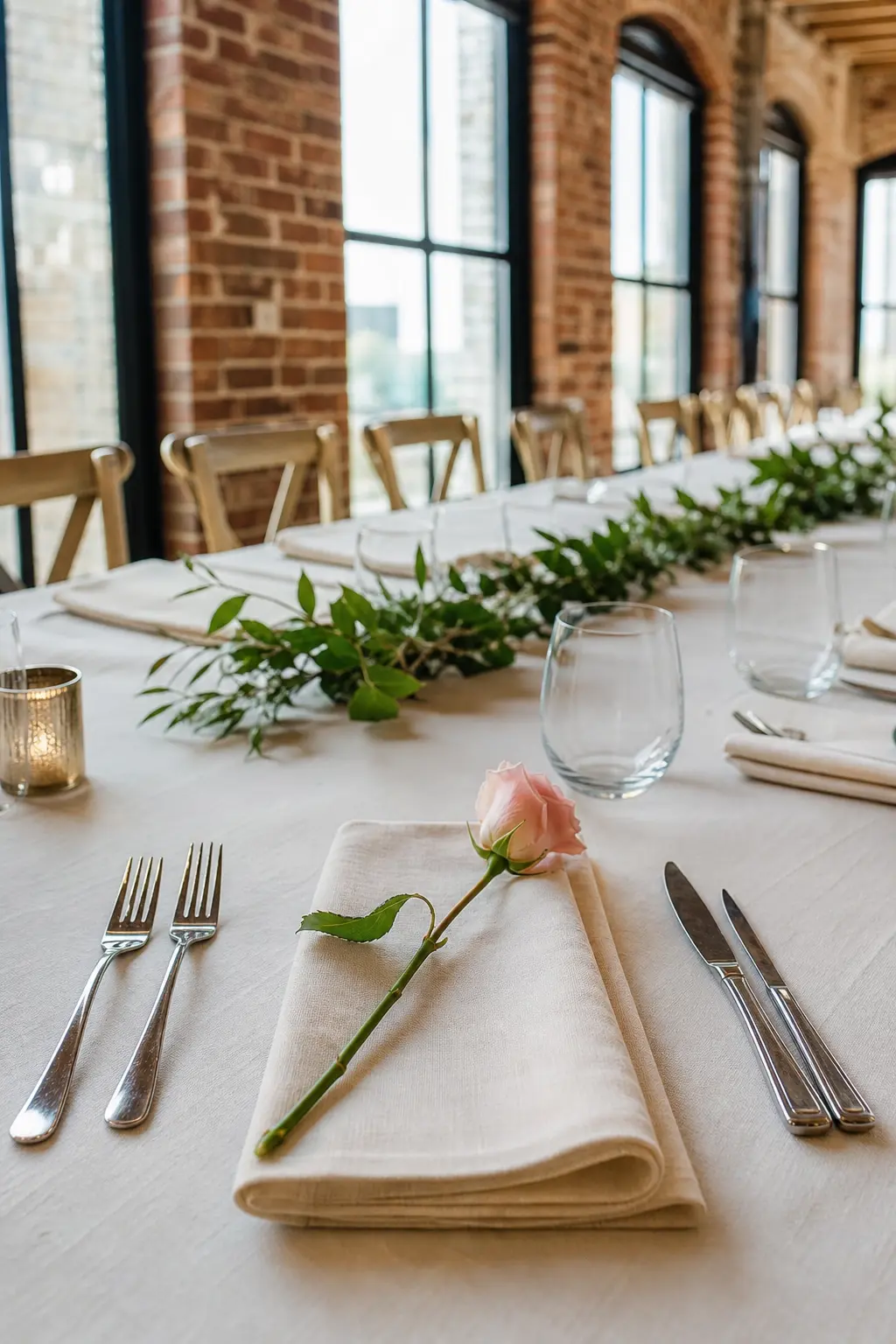 Single Stem Laid Flat Across the Napkin