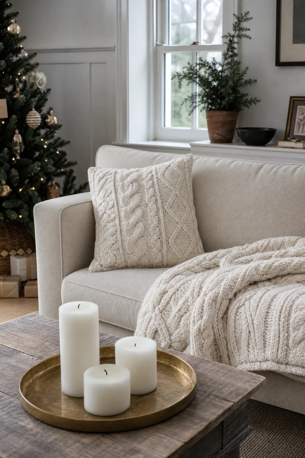 White with Knitted Texture
