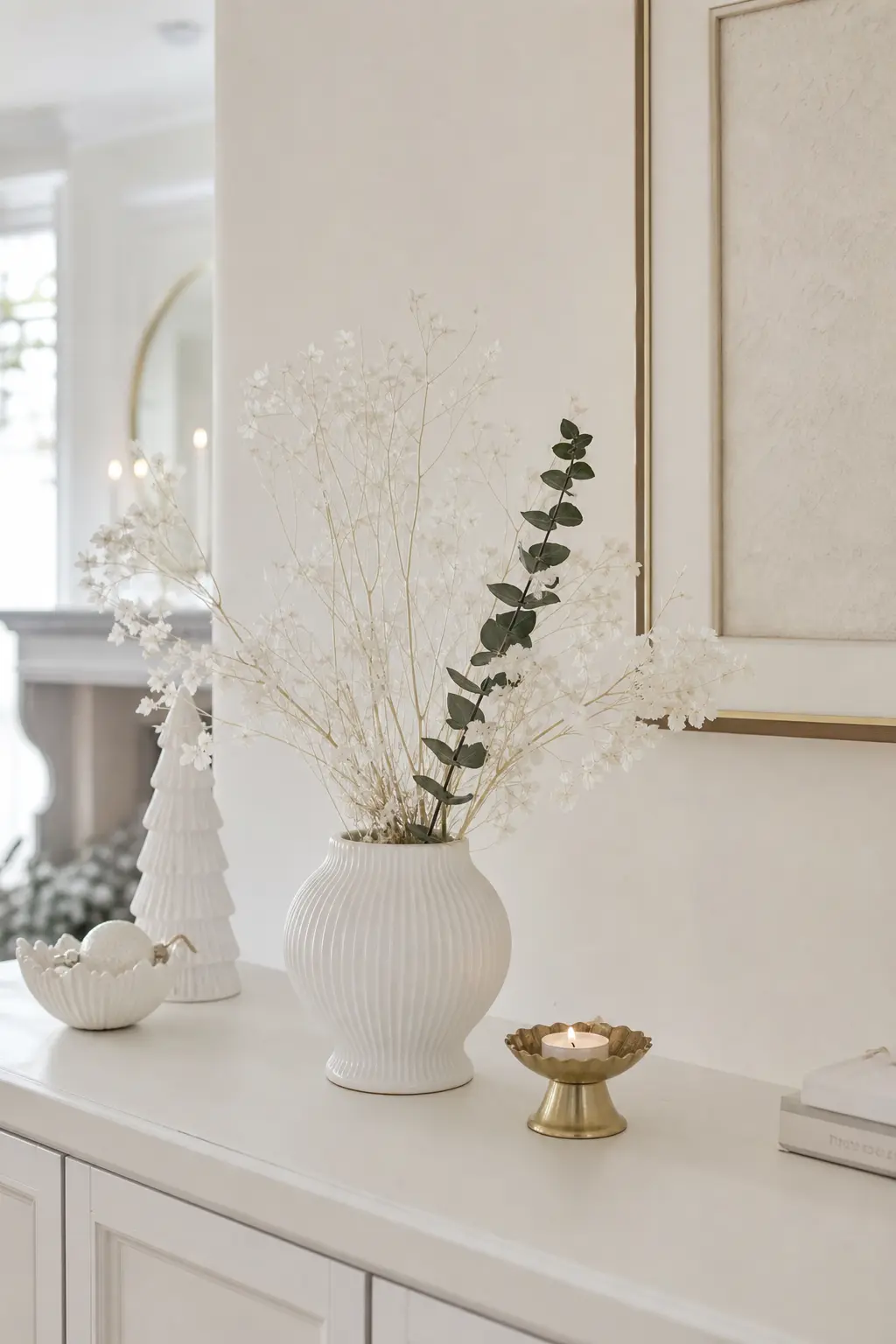 White with One Deep Green Stem
