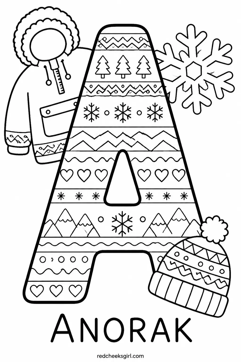 Letter A, Anorak printable