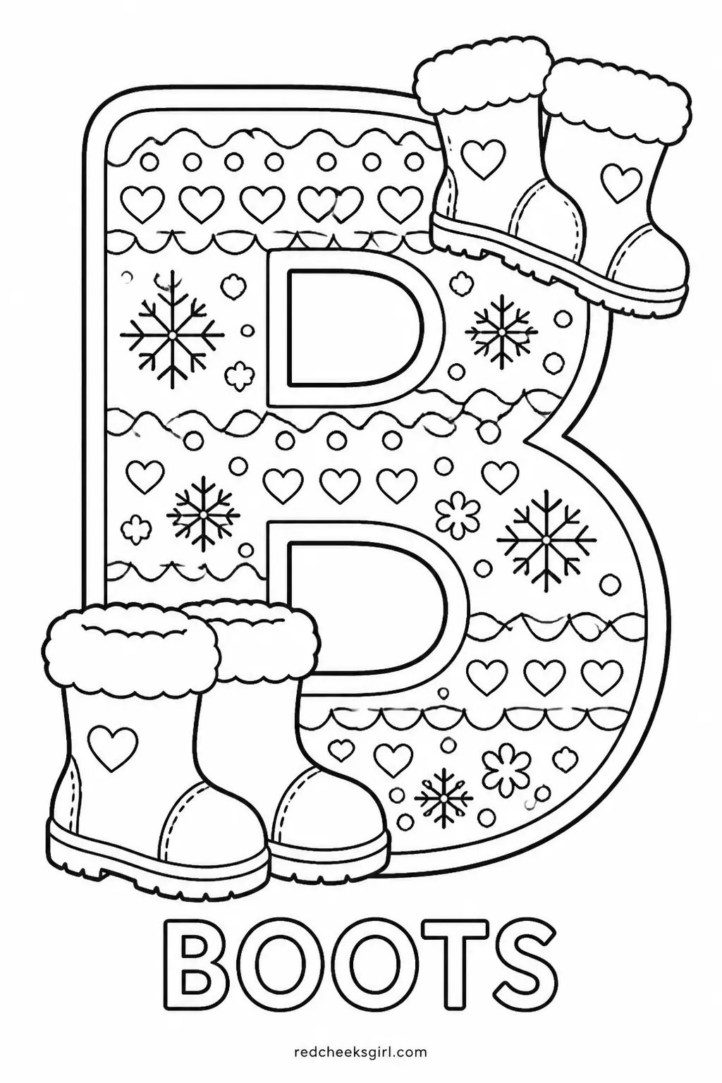 Letter B, Boots printable