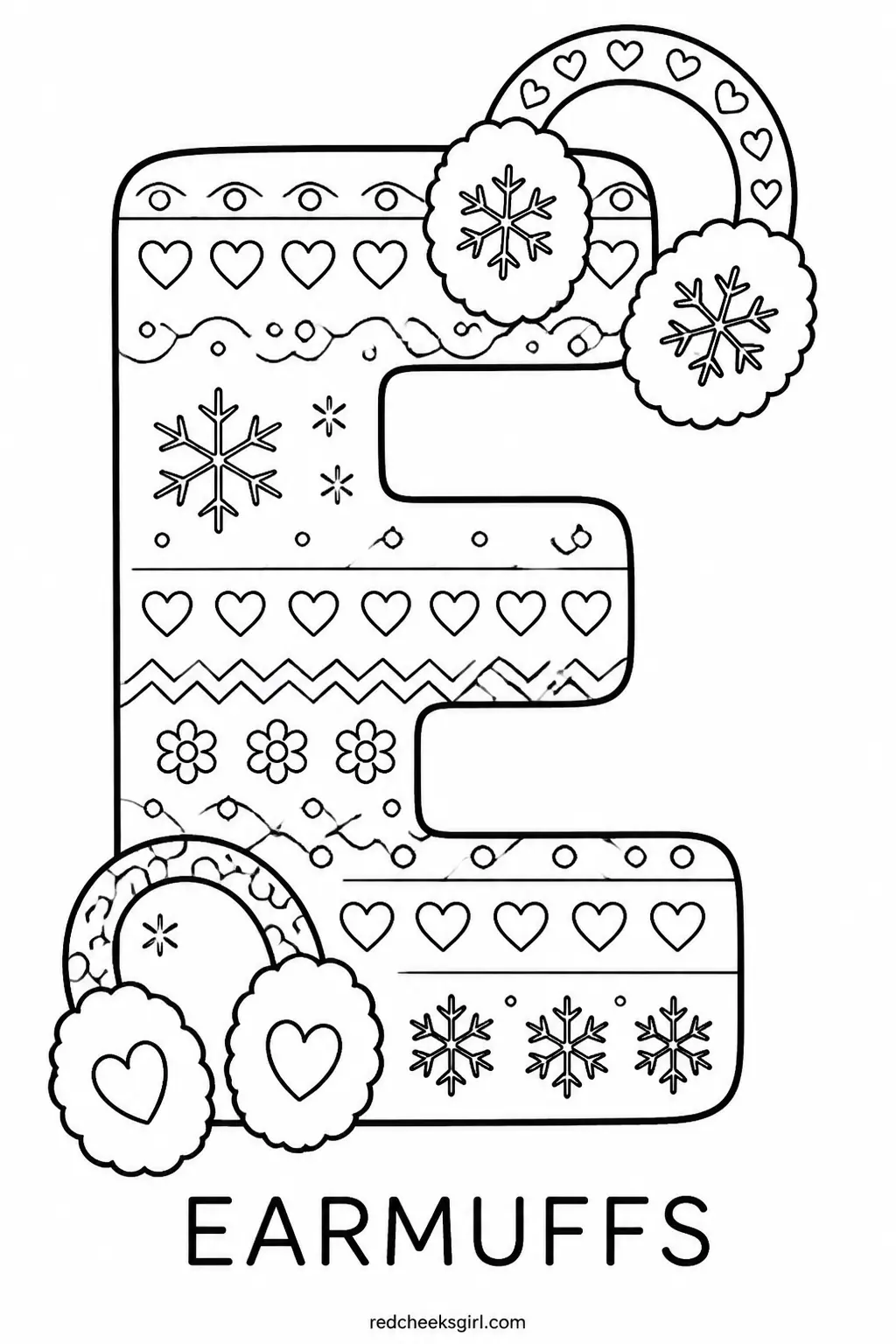 Letter E, Earmuffs printable