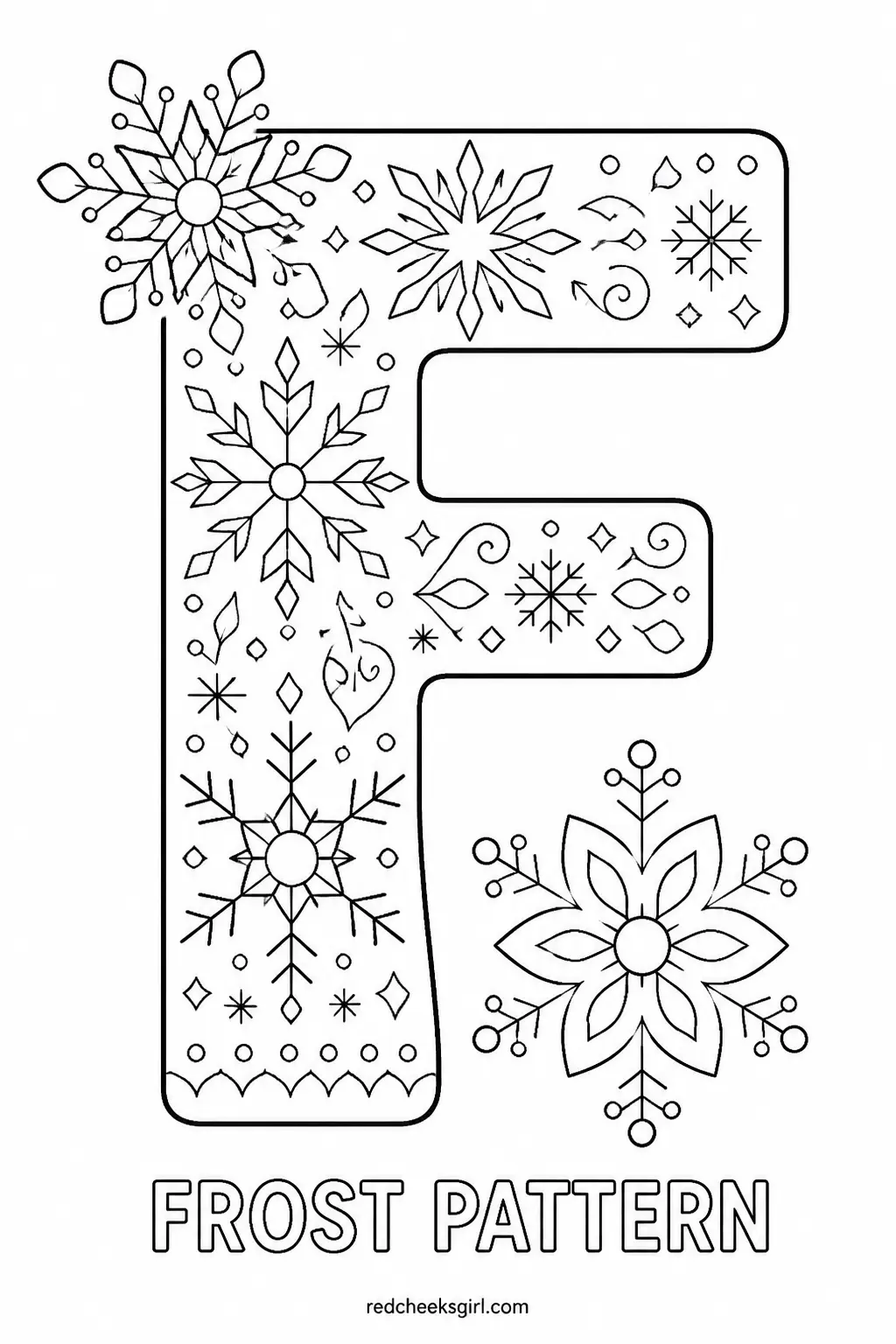 Letter F, Frost Pattern printable