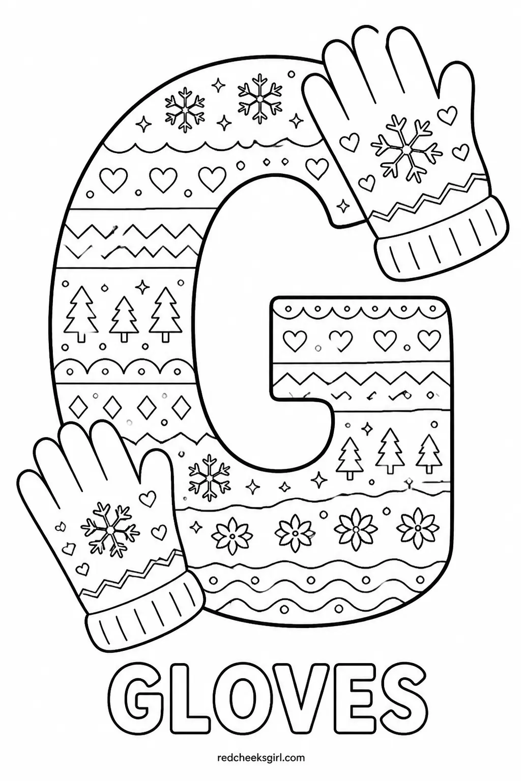 Letter G, Gloves printable