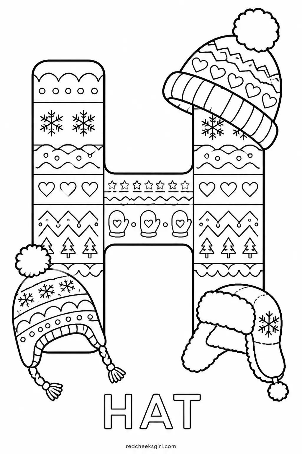 Letter H, Hat printable