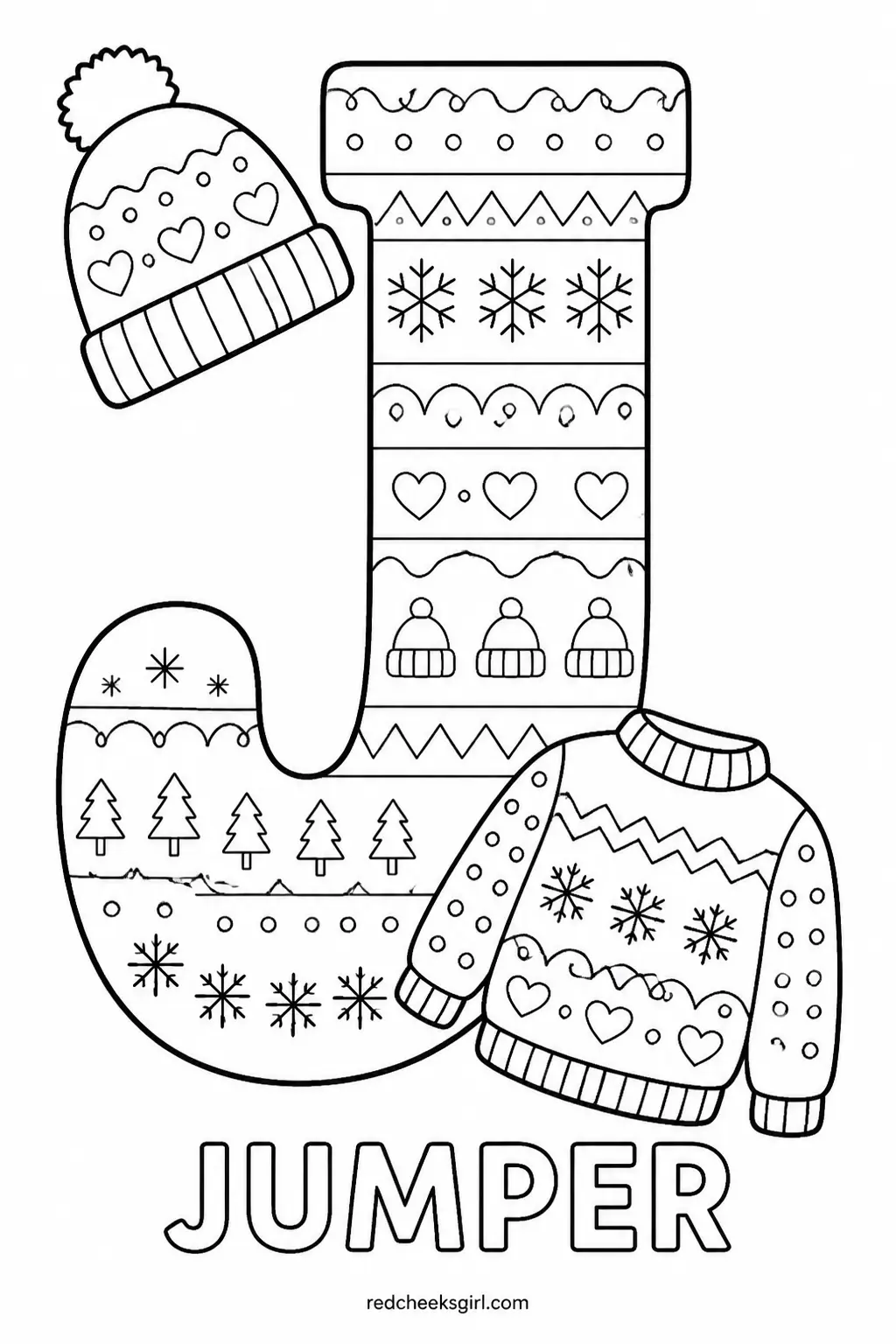 Letter J, Jumper printable
