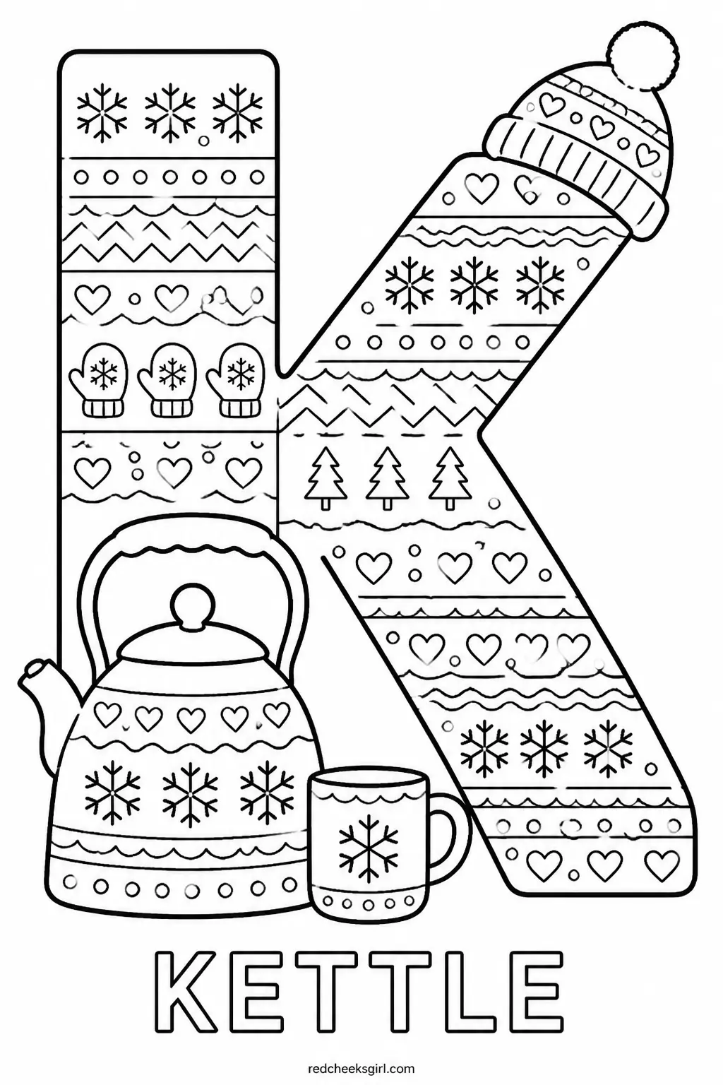 Letter K, Kettle printable