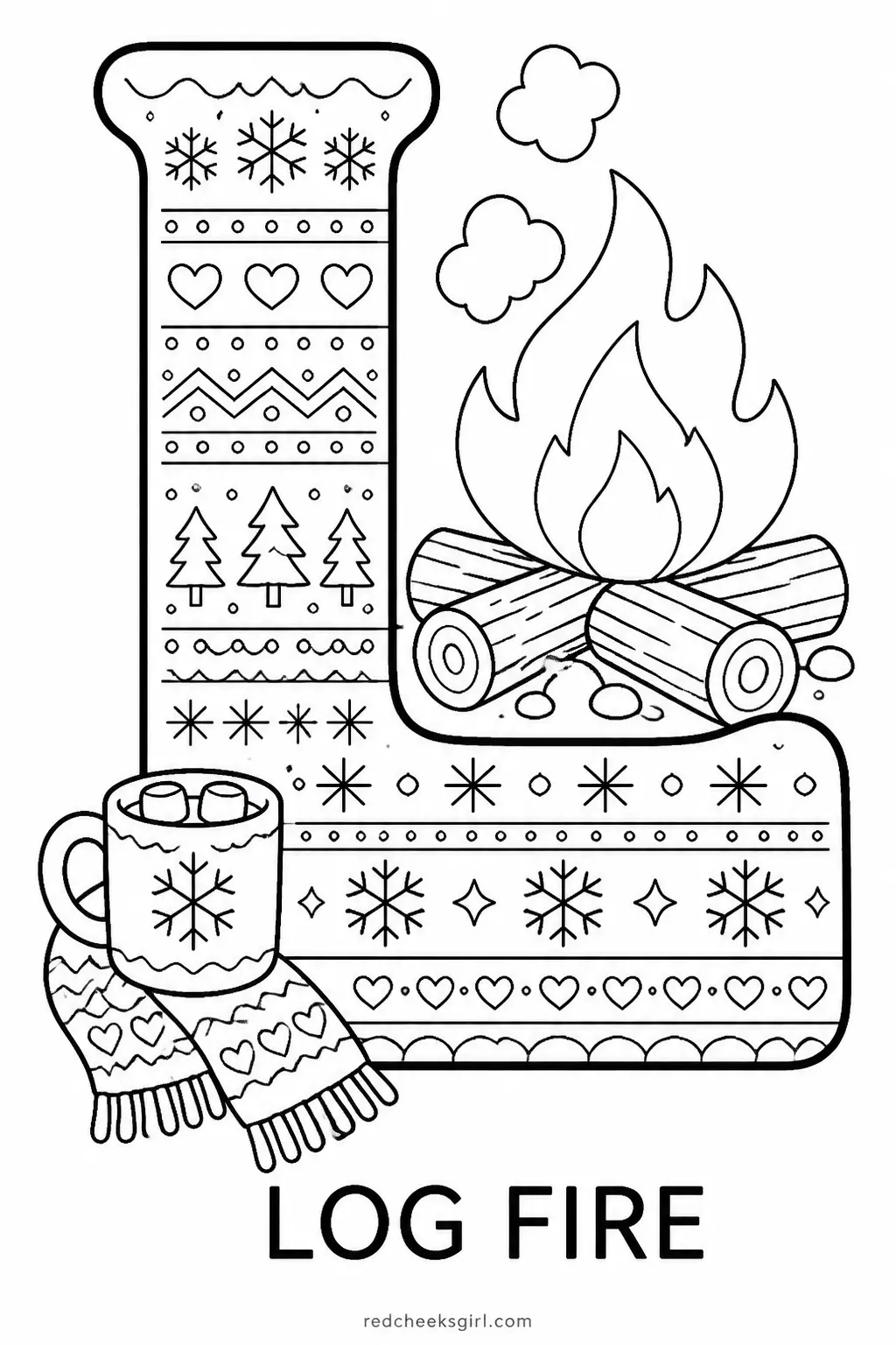 Letter L, Log Fire printable