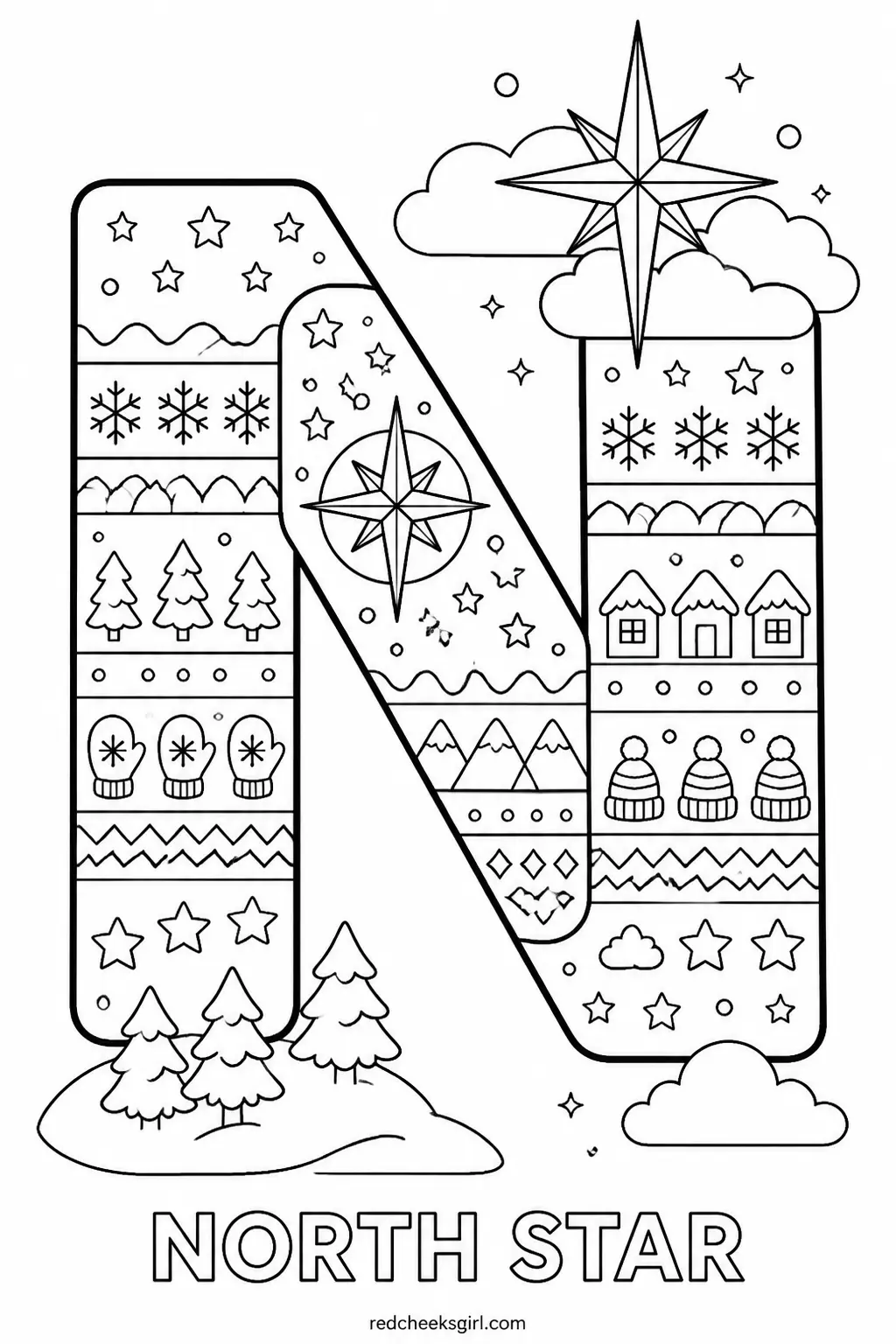Letter N, North Star printable
