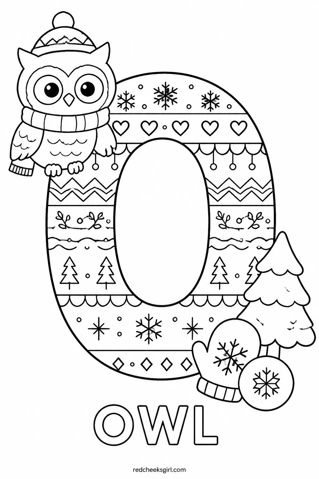 Letter O, Owl printable