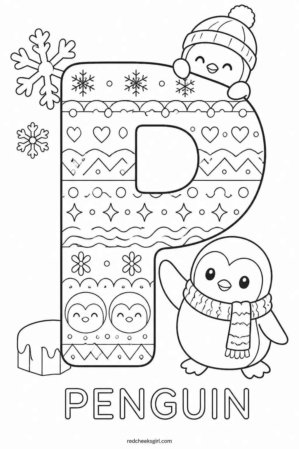 Letter P, Penguin printable