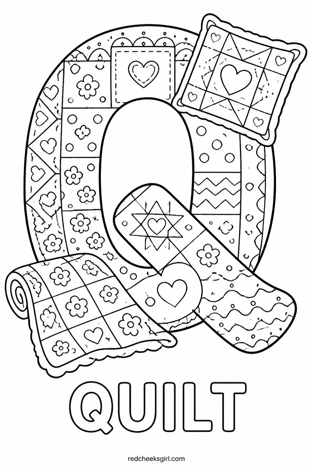 Letter Q, Quilt printable