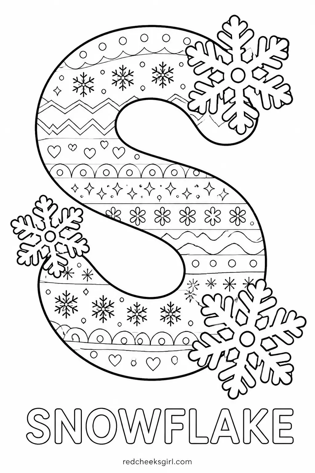 Letter S, Snowflake printable
