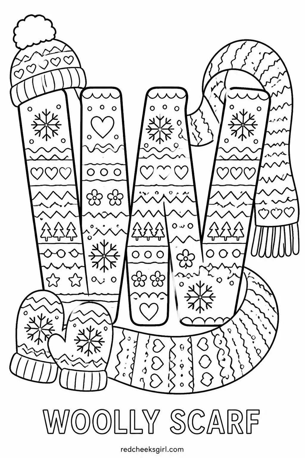 Letter W, Woolly Scarf printable