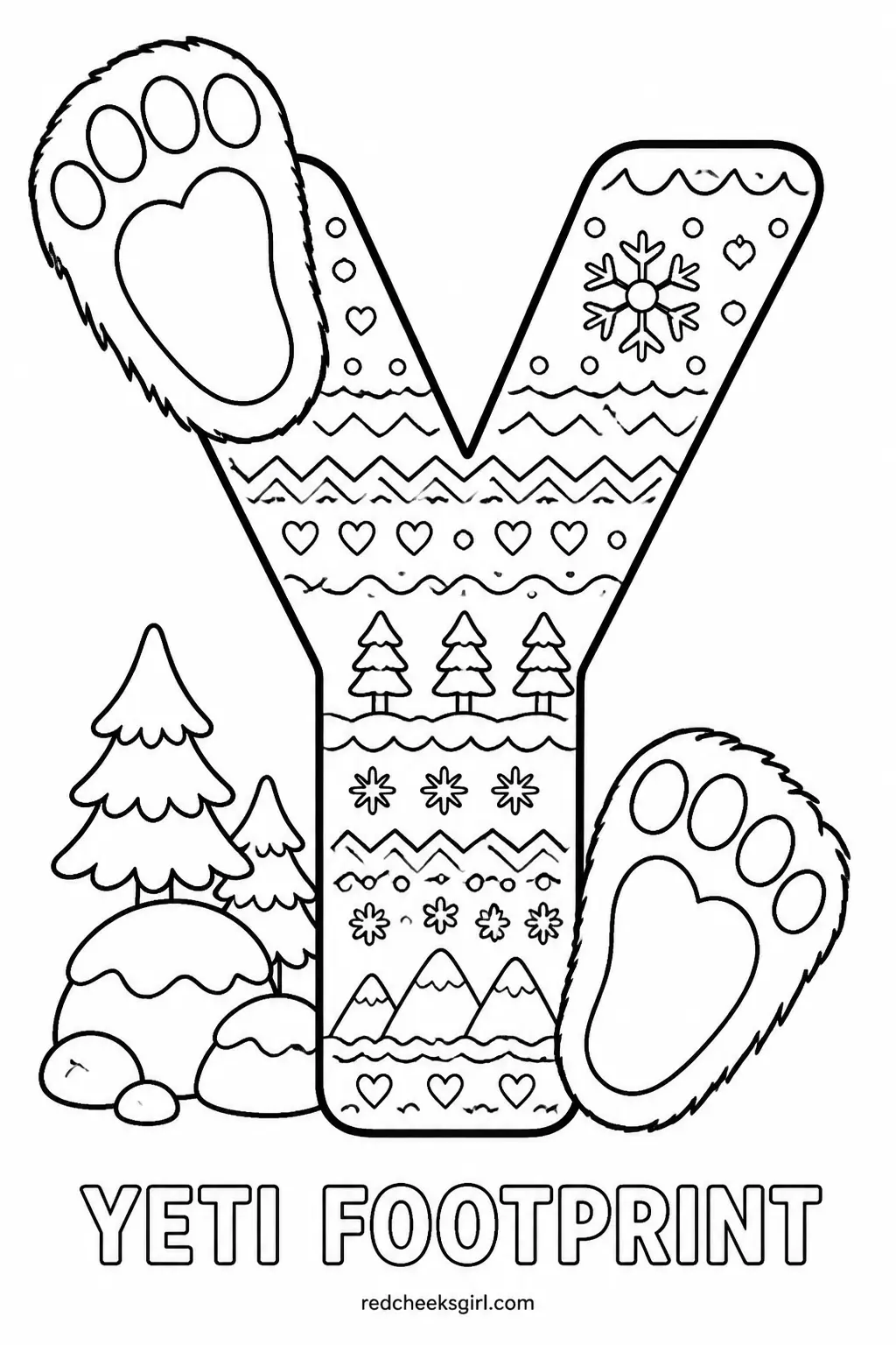 Letter Y, Yeti Footprint printable
