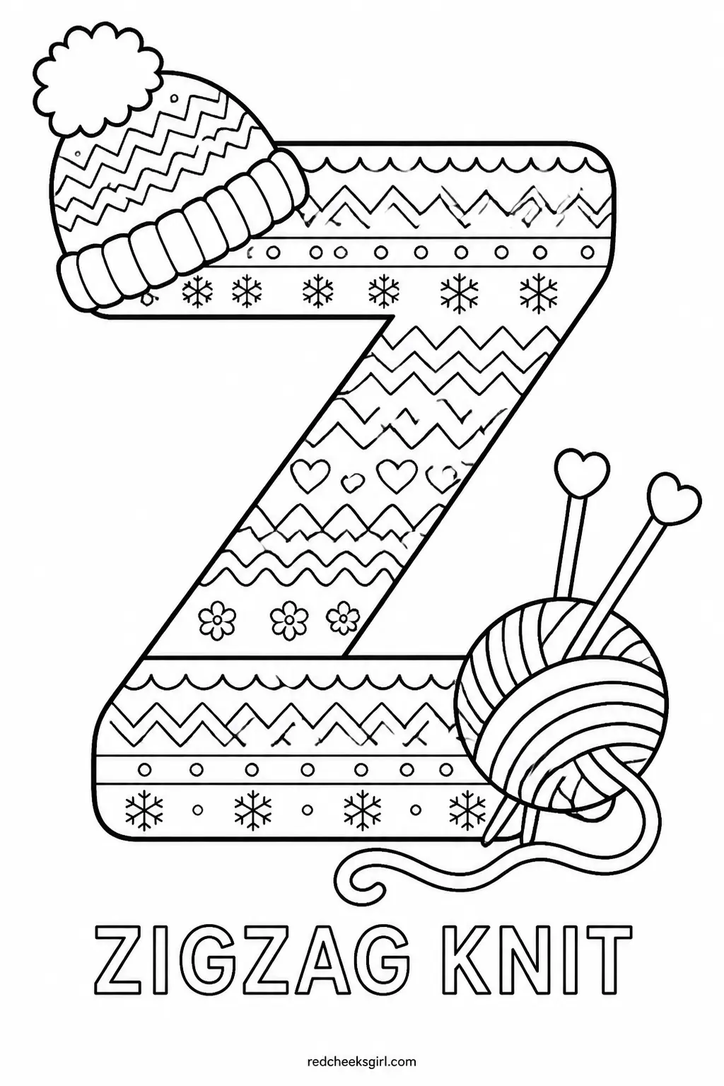 Letter Z, Zigzag Knit printable