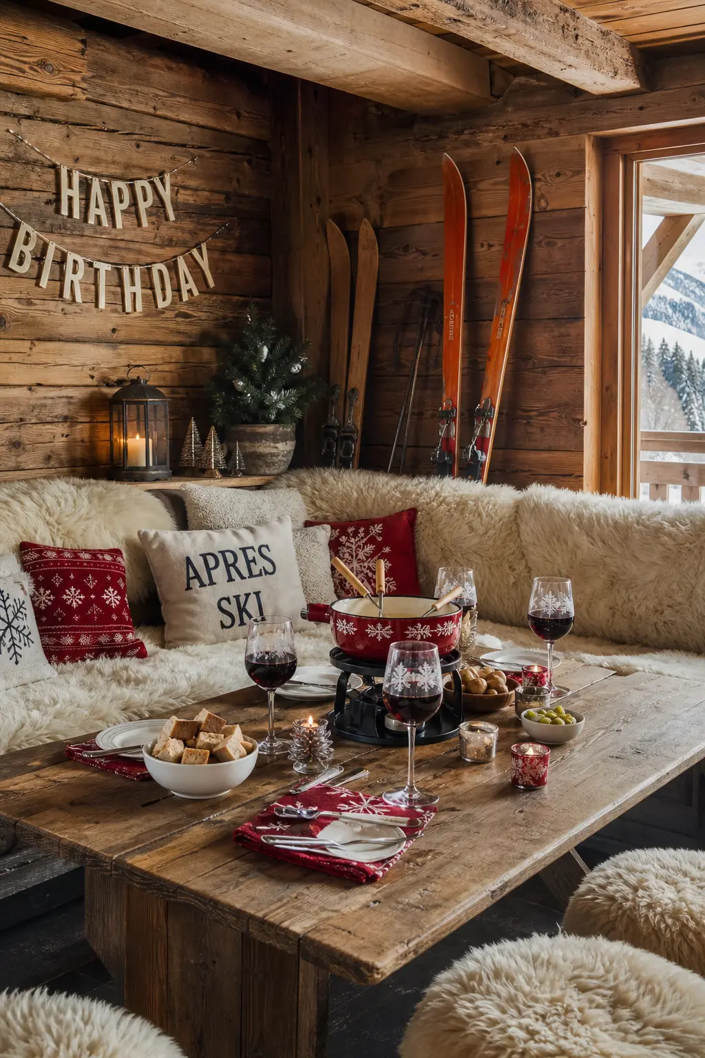 Apres-Ski Chalet Party — This is the theme having its biggest moment in years, and it works because it asks nothing of a real mountain. Winter birthday ideas