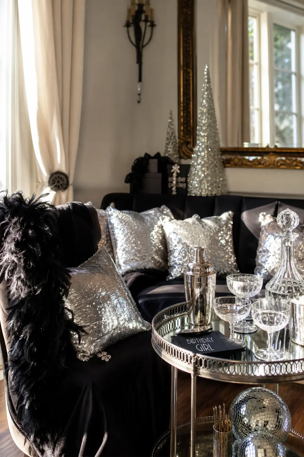Old Hollywood Winter Glam — Black, silver and a lot of velvet: this one asks guests to dress like it is 1952 and never explains itself. Winter birthday ideas