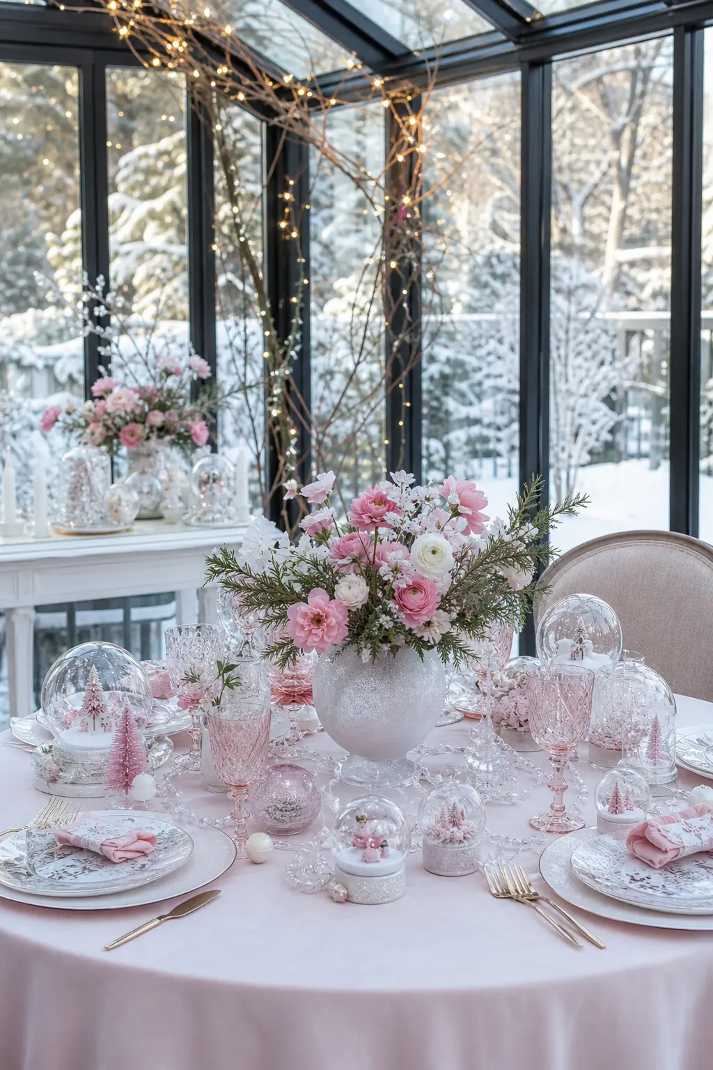 Snow Globe Garden Party — Borrow or rent a glasshouse for the afternoon and let the snow outside do the theming for you. Winter birthday ideas for woman