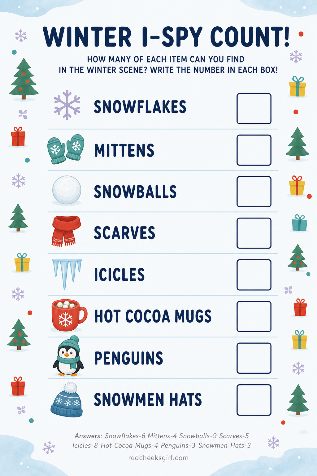 Winter I-Spy Count printable