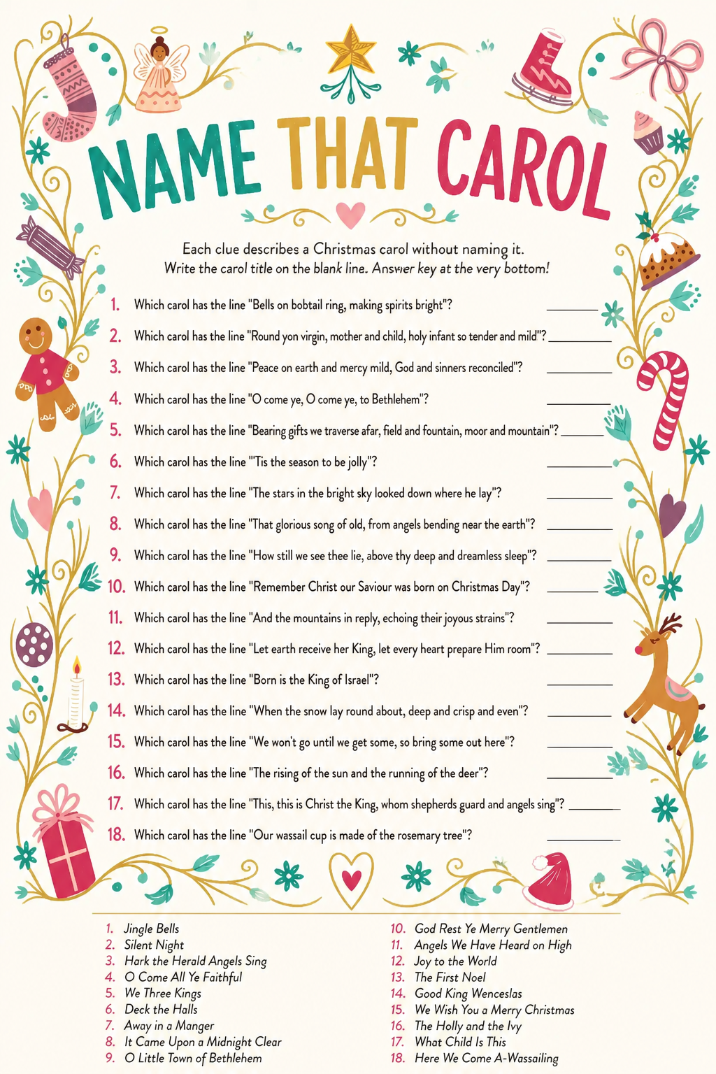Name That Carol printable