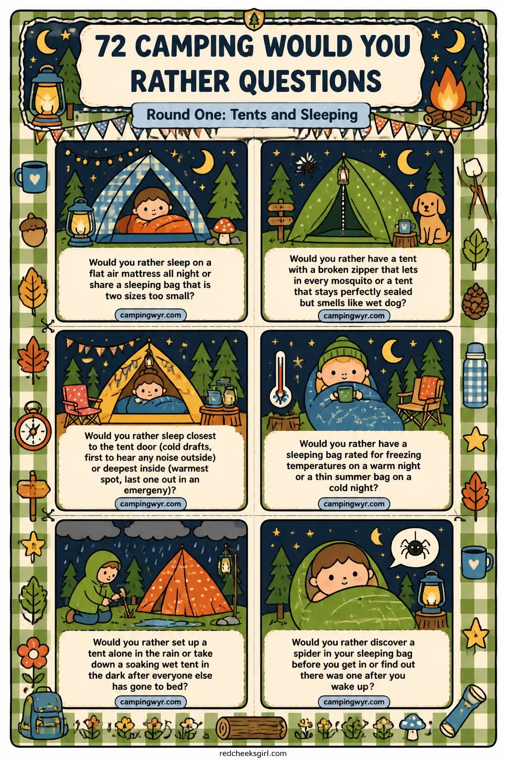Round One: Tents and Sleeping Cards A printable