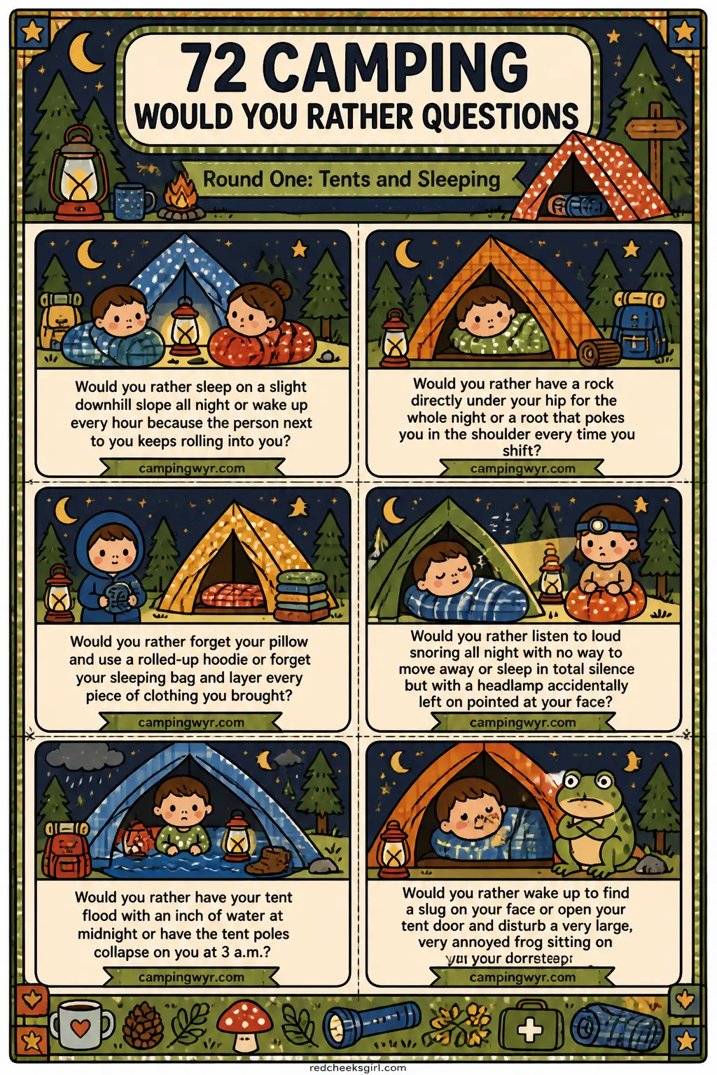 Round One: Tents and Sleeping Cards B printable