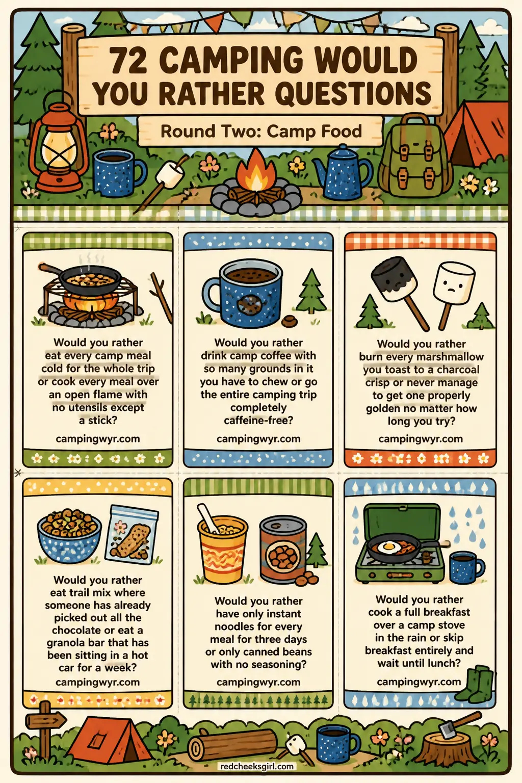 Round Two: Camp Food Cards A printable