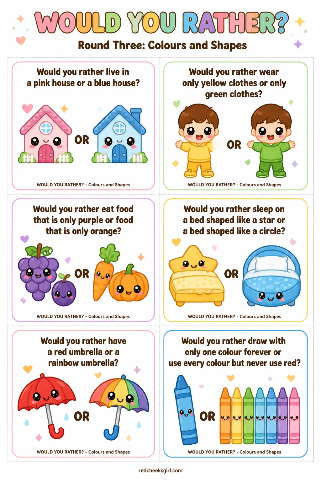 Colours and Shapes Cards Sheet 1 printable
