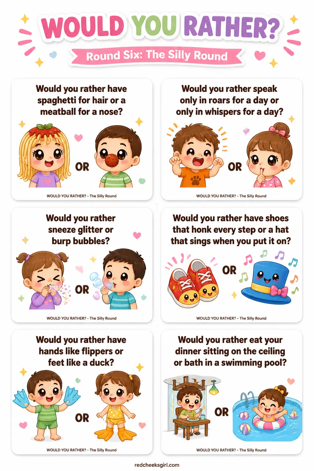 The Silly Round Cards Sheet 1 printable