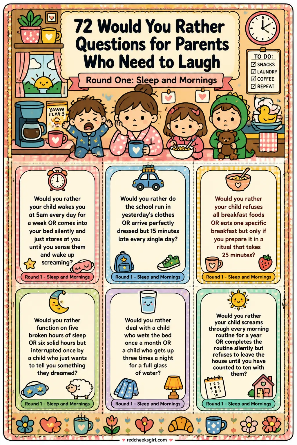 Sleep and Mornings Cards A printable